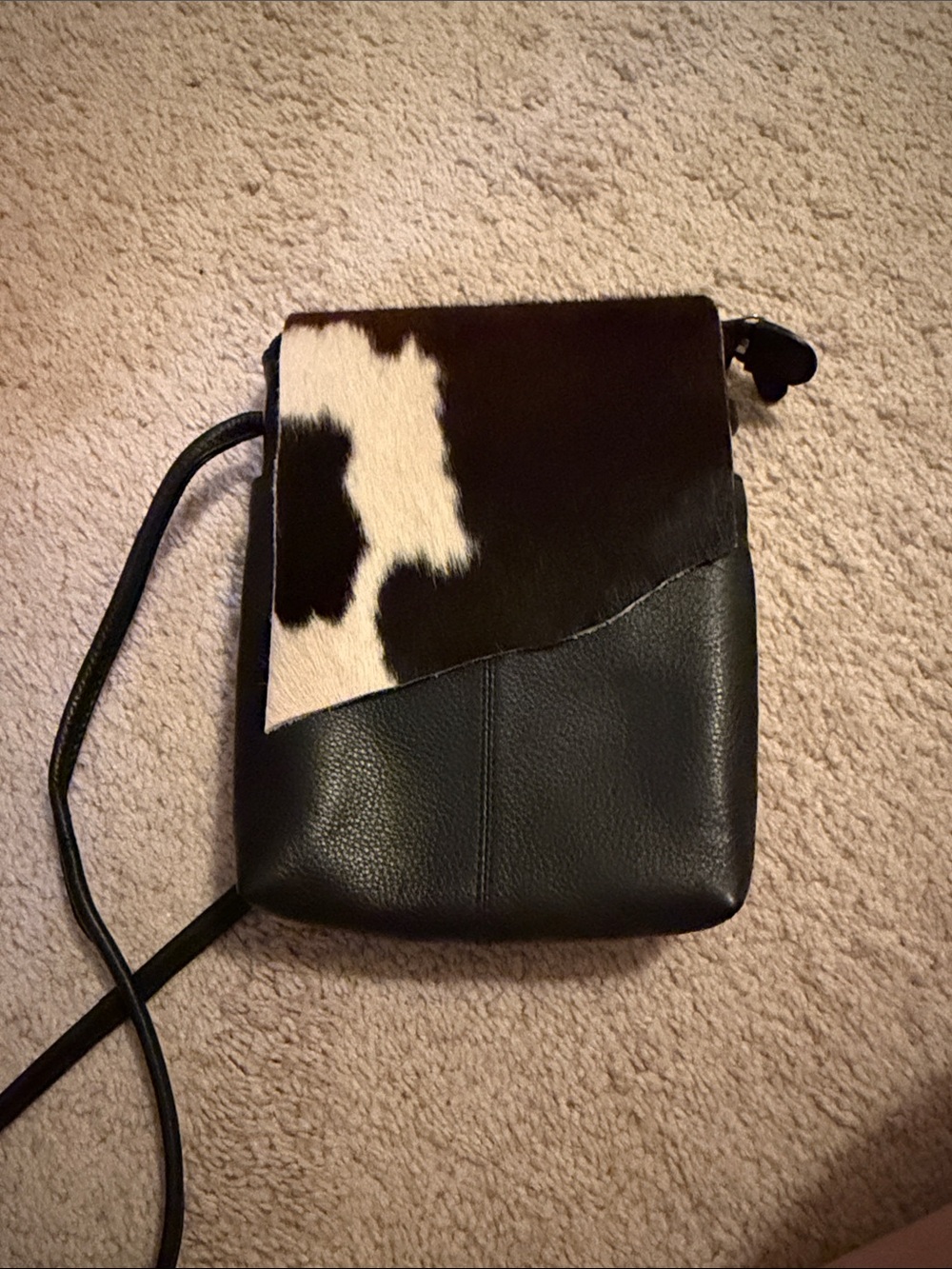 RFID Brown Cowhide Flap Leather Crossbody Bag